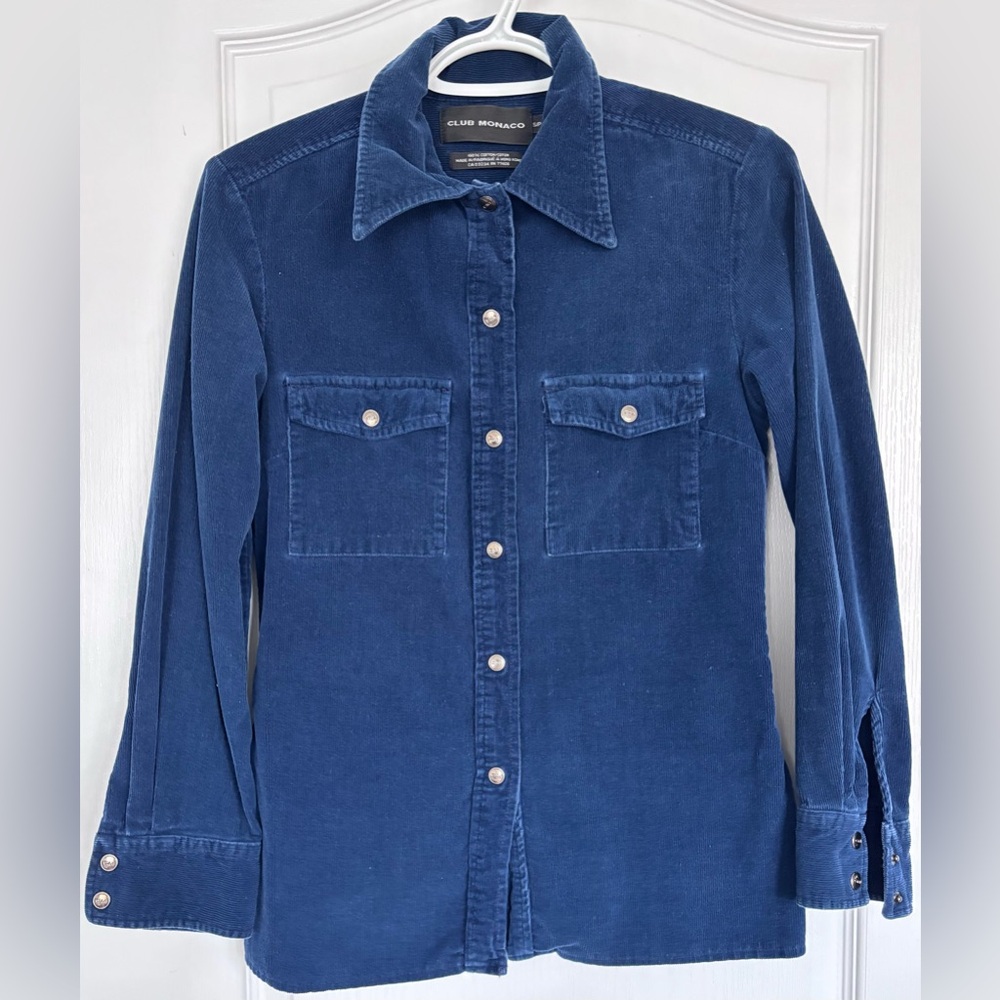 Club Monaco Blue Corduroy Shirt Size S